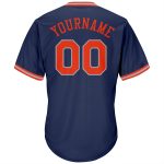 Custom Name and Number Personalized Baseball Jersey Shirt in Navy, Orange, and Gray - Authentic Throwback Rib-Knit Design