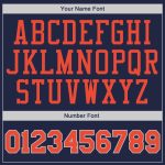 Custom Name and Number Personalized Baseball Jersey Shirt in Navy, Orange, and Gray - Authentic Throwback Rib-Knit Design