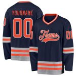 Custom Name Number Hockey Jersey - Personalized Navy Orange Gray Team Jersey Personalized Navy Orange-Gray Hockey Jersey