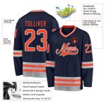 Custom Name Number Hockey Jersey - Personalized Navy Orange Gray Team Jersey Personalized Navy Orange-Gray Hockey Jersey