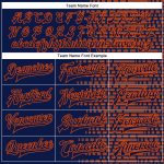 Custom Name Number Navy Orange Halftone 3D Pattern Bomber Varsity Letterman Jacket Personalized Navy Orange Halftone 3D Pattern