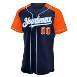 Custom Name Number Baseball Jersey - Personalized Authentic Navy Orange-Light Blue Raglan Sleeves Personalized Navy Orange-Light