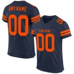 Personalized Custom Name Number Authentic Football Jersey - Navy Orange Mesh Team Personalized Navy Orange Mesh Authentic