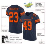 Personalized Custom Name Number Authentic Football Jersey - Navy Orange Mesh Team Personalized Navy Orange Mesh Authentic