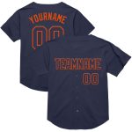 Personalized Navy Orange Baseball Jersey - Authentic Throwback Mesh Design Personalized Navy Orange Mesh Authentic Throwback