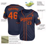 Custom Name Number Personalized Navy Orange Mesh Baseball Jersey - Authentic Throwback Team Jersey Personalized Navy Orange