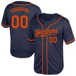 Custom Name Number Personalized Navy Orange Mesh Baseball Jersey - Authentic Throwback Team Jersey Personalized Navy Orange