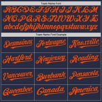 Custom Name Number Personalized Navy Orange Mesh Baseball Jersey - Authentic Throwback Team Jersey Personalized Navy Orange