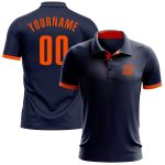 Custom Name and Number Performance Golf Polo Shirt - Personalized Navy Orange Team Apparel Personalized Navy Orange Performance