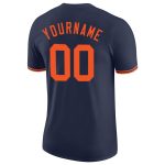 Custom Name and Number Performance T-Shirt - Personalized Navy and Orange Team Shirt Personalized Navy Orange Performance