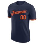 Custom Name and Number Performance T-Shirt - Personalized Navy and Orange Team Shirt Personalized Navy Orange Performance