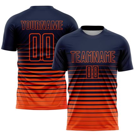 Custom Name Number Soccer Jersey Sublimation Fashion Design Personalized Navy Orange Pinstripe Fade Team Uniform Personalized