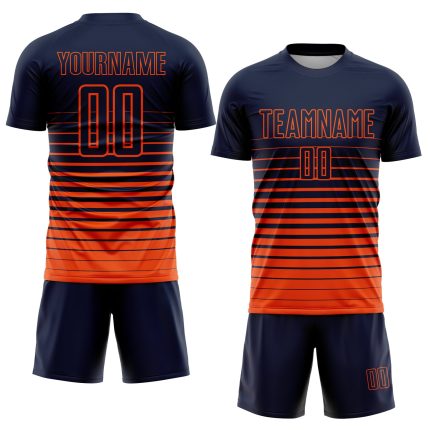 Custom Name Number Soccer Jersey Sublimation Fashion Design Personalized Navy Orange Pinstripe Fade Team Uniform Personalized