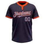 Custom Name & Number Softball Jersey - Personalized Navy Orange Pinstripe Light Blue Unisex Two-Button Design Personalized