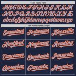 Custom Name & Number Softball Jersey - Personalized Navy Orange Pinstripe Light Blue Unisex Two-Button Design Personalized
