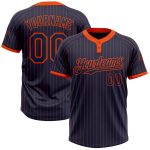 Custom Softball Jersey with Personalized Name and Number - Navy Orange Pinstripe Unisex Two-Button Personalized Navy Orange