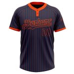 Custom Softball Jersey with Personalized Name and Number - Navy Orange Pinstripe Unisex Two-Button Personalized Navy Orange