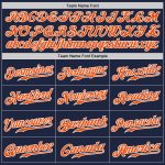 Customizable Navy and Orange Pinstripe Baseball Jersey with Name and Number - Authentic Team Apparel Personalized Navy Orange