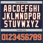 Customizable Navy and Orange Pinstripe Baseball Jersey with Name and Number - Authentic Team Apparel Personalized Navy Orange