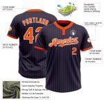 Personalized Unisex Softball Jersey - Navy Orange Pinstripe Two-Button, Comfortable Fit, Stylish Athletic Gear Personalized