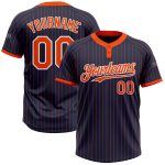 Personalized Unisex Softball Jersey - Navy Orange Pinstripe Two-Button, Comfortable Fit, Stylish Athletic Gear Personalized