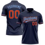 Custom Team Name Number Navy Orange Powder Blue Golf Polo Shirt Performance Personalized Navy Orange-Powder Blue Performance