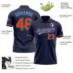 Custom Team Name Number Navy Orange Powder Blue Golf Polo Shirt Performance Personalized Navy Orange-Powder Blue Performance