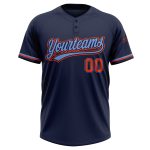 Custom Name and Number Softball Jersey - Personalized Unisex Two-Button in Navy, Orange, and Powder Blue Personalized Navy