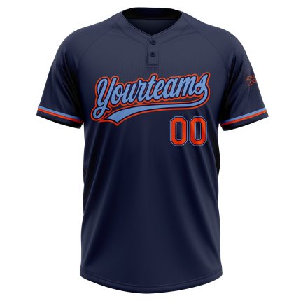 Custom Name and Number Softball Jersey - Personalized Unisex Two-Button in Navy, Orange, and Powder Blue Personalized Navy
