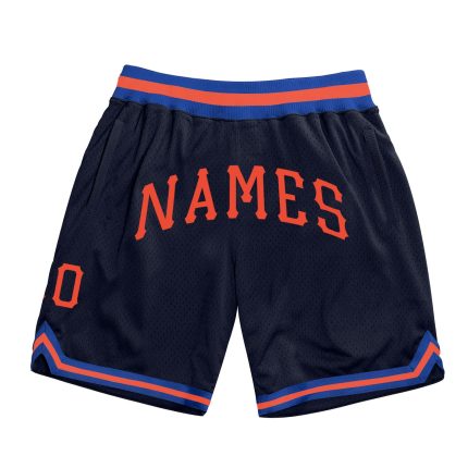 Custom Team Basketball Shorts with Name and Number - Personalized Navy Orange-Royal Authentic Throwback Style Personalized