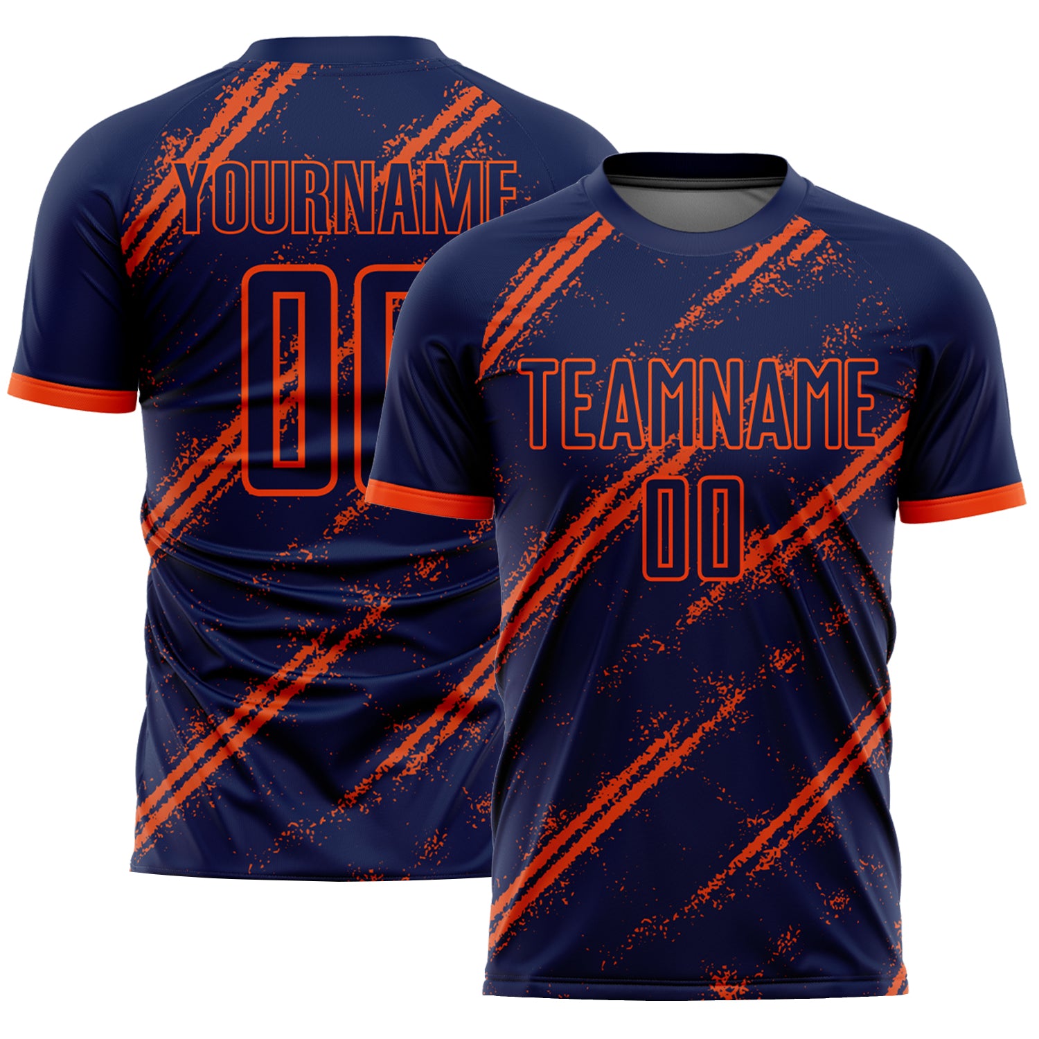 Personalized Sublimation Soccer Jersey - Navy Orange Color Uniform Personalized Navy Orange Sublimation Soccer Uniform Jersey