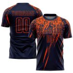 Custom Name and Number Soccer Jersey - Personalized Navy Orange Sublimation Team Uniform Personalized Navy Orange Sublimation