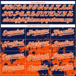 Custom Abstract Splash Grunge Art Baseball Jersey in Navy and Orange-White 3D Pattern - Personalized Team Name and Number