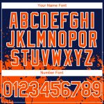 Custom Abstract Splash Grunge Art Baseball Jersey in Navy and Orange-White 3D Pattern - Personalized Team Name and Number