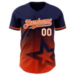 Custom Name and Number Baseball Jersey with Personalized Twinkle Star 3D Gradient Design in Navy Orange White Personalized