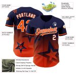 Custom Name and Number Baseball Jersey with Personalized Twinkle Star 3D Gradient Design in Navy Orange White Personalized