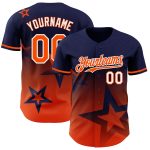Custom Name and Number Baseball Jersey with Personalized Twinkle Star 3D Gradient Design in Navy Orange White Personalized