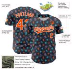 Custom Name and Number Baseball Jersey with Navy Orange-White 3D Pattern and Hawaii Palm Trees Design Personalized Navy Orange-White