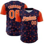 Personalized 3D Pattern Design Star Lines Baseball Jersey with Custom Name & Number - Navy Orange-White Team Apparel Personalized