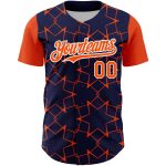 Personalized 3D Pattern Design Star Lines Baseball Jersey with Custom Name & Number - Navy Orange-White Team Apparel Personalized
