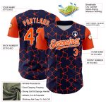 Personalized 3D Pattern Design Star Lines Baseball Jersey with Custom Name & Number - Navy Orange-White Team Apparel Personalized