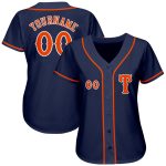 Personalized Authentic Baseball Jersey in Navy, Orange, and White Colors Personalized Navy Orange-White Authentic Baseball