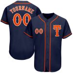 Personalized Authentic Baseball Jersey in Navy, Orange, and White Colors Personalized Navy Orange-White Authentic Baseball