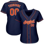 Custom Name and Number Authentic Baseball Jersey - Personalized Navy Orange White Team Jersey Personalized Navy Orange-White