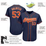 Custom Name and Number Authentic Baseball Jersey - Personalized Navy Orange White Team Jersey Personalized Navy Orange-White