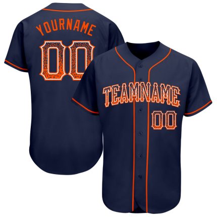 Personalized Baseball Jersey Custom Name and Number in Navy, Orange, and White - Authentic Drift Fashion Team Gear Personalized