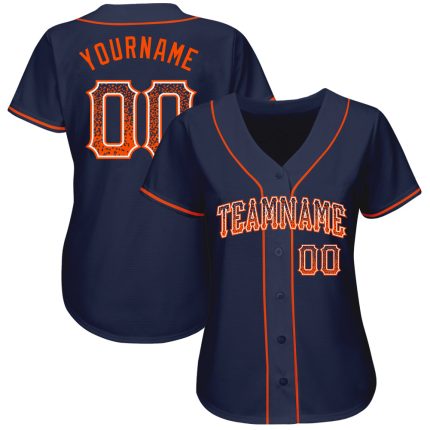 Personalized Baseball Jersey Custom Name and Number in Navy, Orange, and White - Authentic Drift Fashion Team Gear Personalized