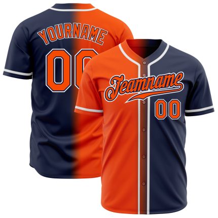 Personalized Baseball Jersey with Custom Name & Number in Navy, Orange, White - Authentic Gradient Style Personalized Navy