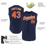 Personalized Navy Orange White Baseball Jersey - Authentic Sleeveless Design Personalized Navy Orange-White Authentic Sleeveless