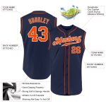 Custom Name and Number Sleeveless Baseball Jersey - Personalized Authentic Navy Orange-White Team Shirt Personalized Navy